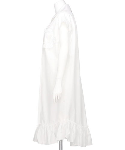 SLEEVELESS RUFFLE BUST DETAIL FRILL HEM SHIRT