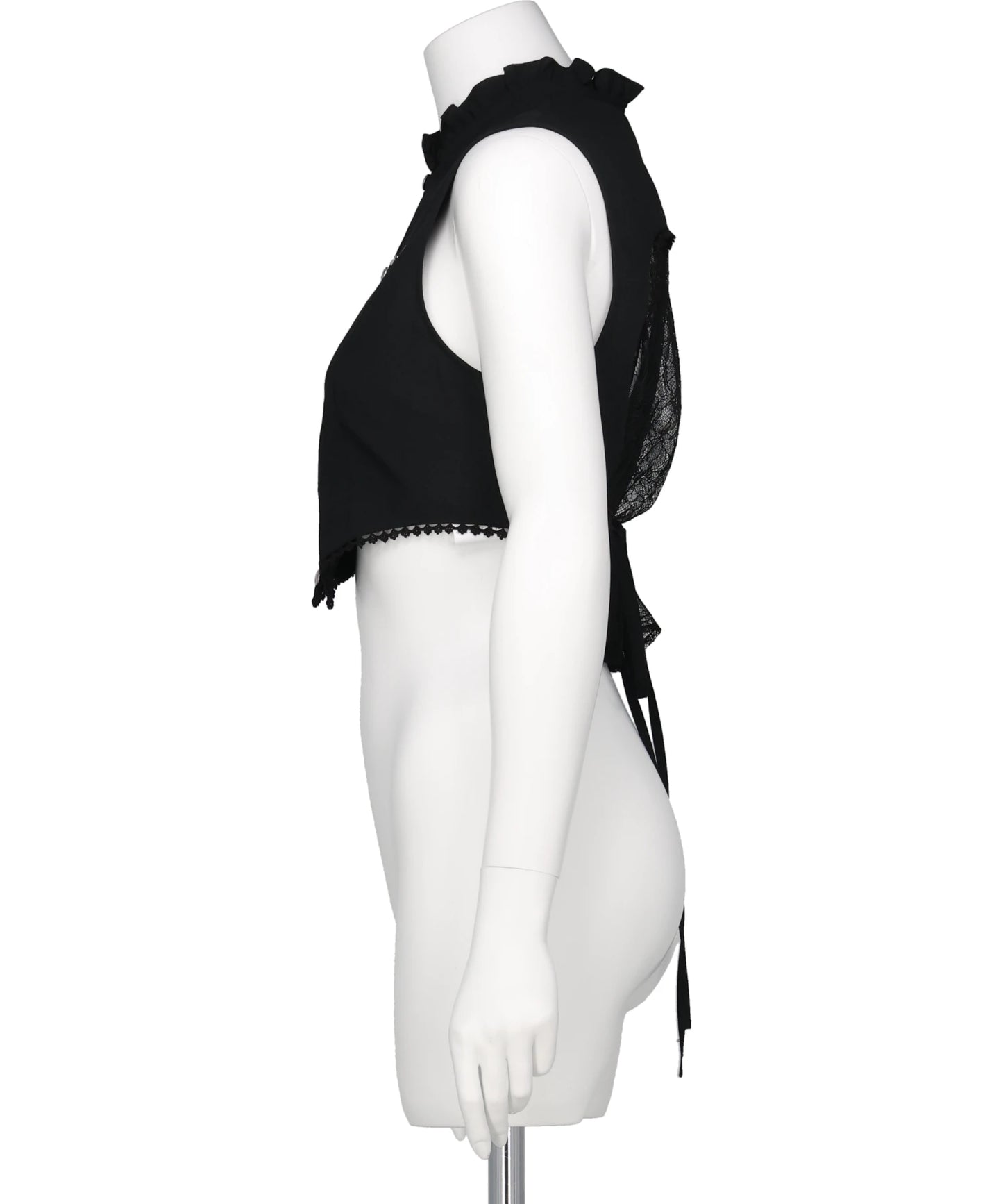BACK LACE CURTAIN NO SLEEVE BLOUSE