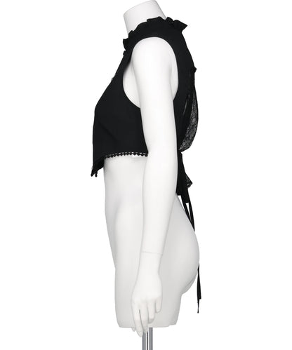 BACK LACE CURTAIN NO SLEEVE BLOUSE