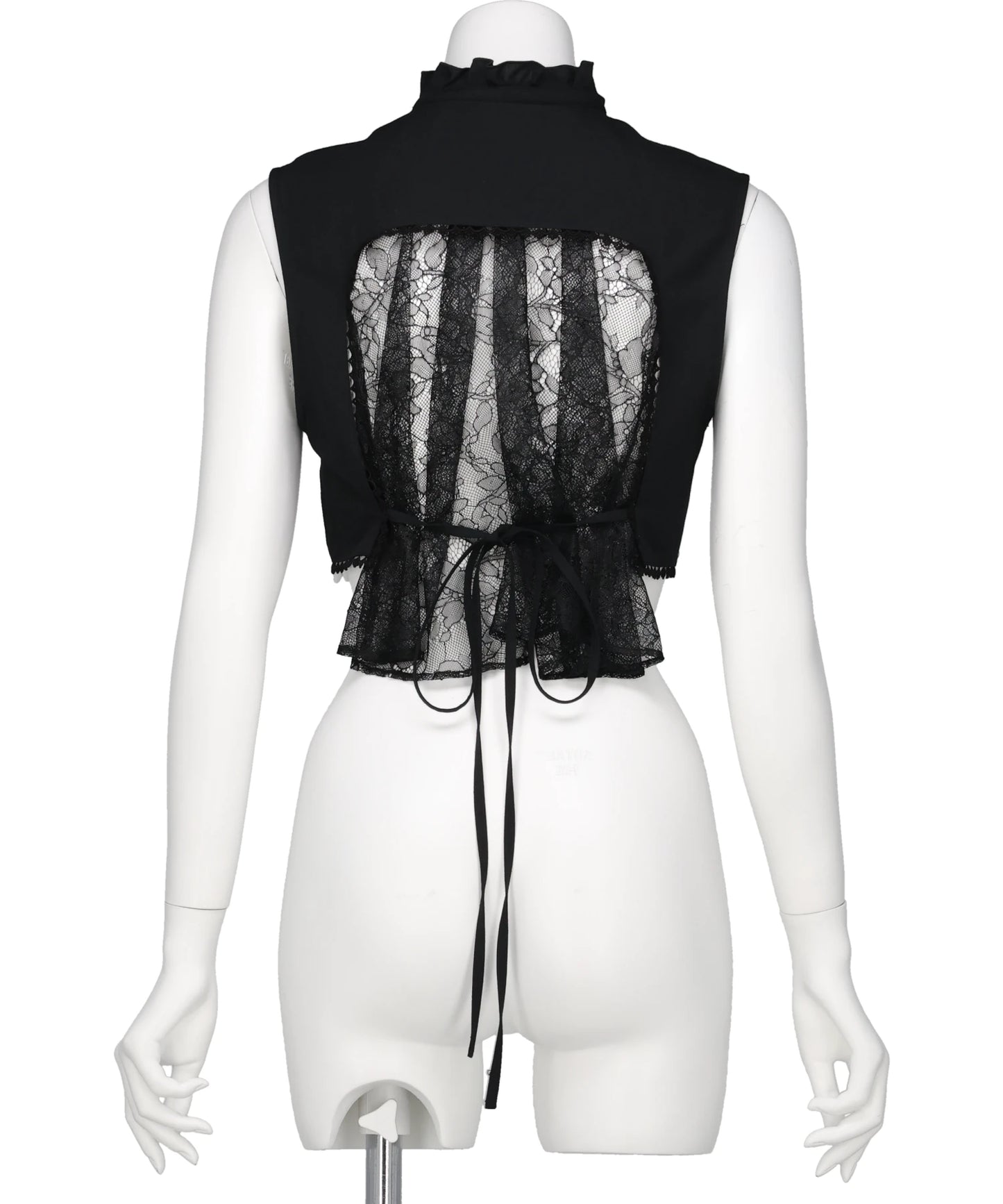 BACK LACE CURTAIN NO SLEEVE BLOUSE