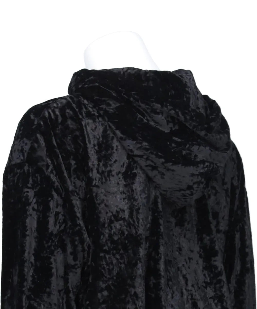 CRUSHED VELVET ZIP-UP CROPPED HOODIE
