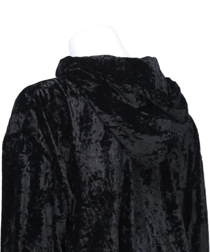 CRUSHED VELVET ZIP-UP CROPPED HOODIE