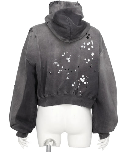 EMBELLISHED SUN FADED HOODIE