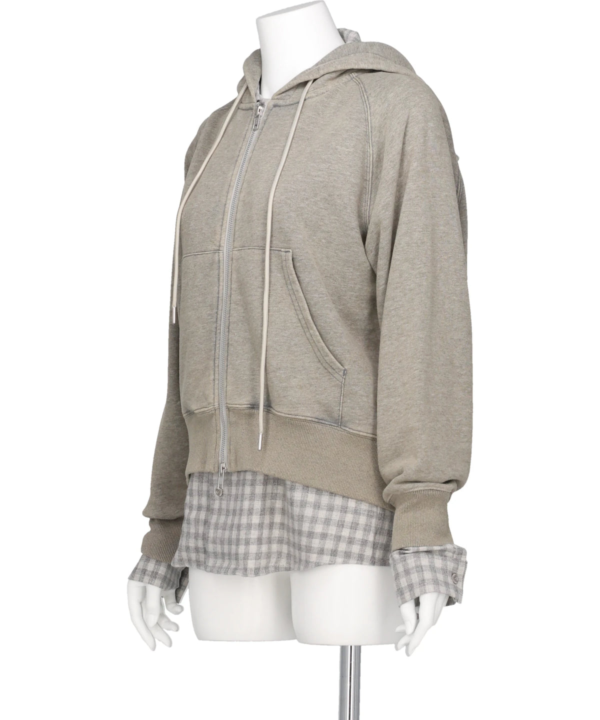 LOVE EMBROIDERY LAYERED ZIP HOODIE