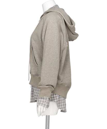 LOVE EMBROIDERY LAYERED ZIP HOODIE