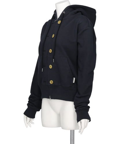 ASH BUTTON ZIP-UP HOODIE