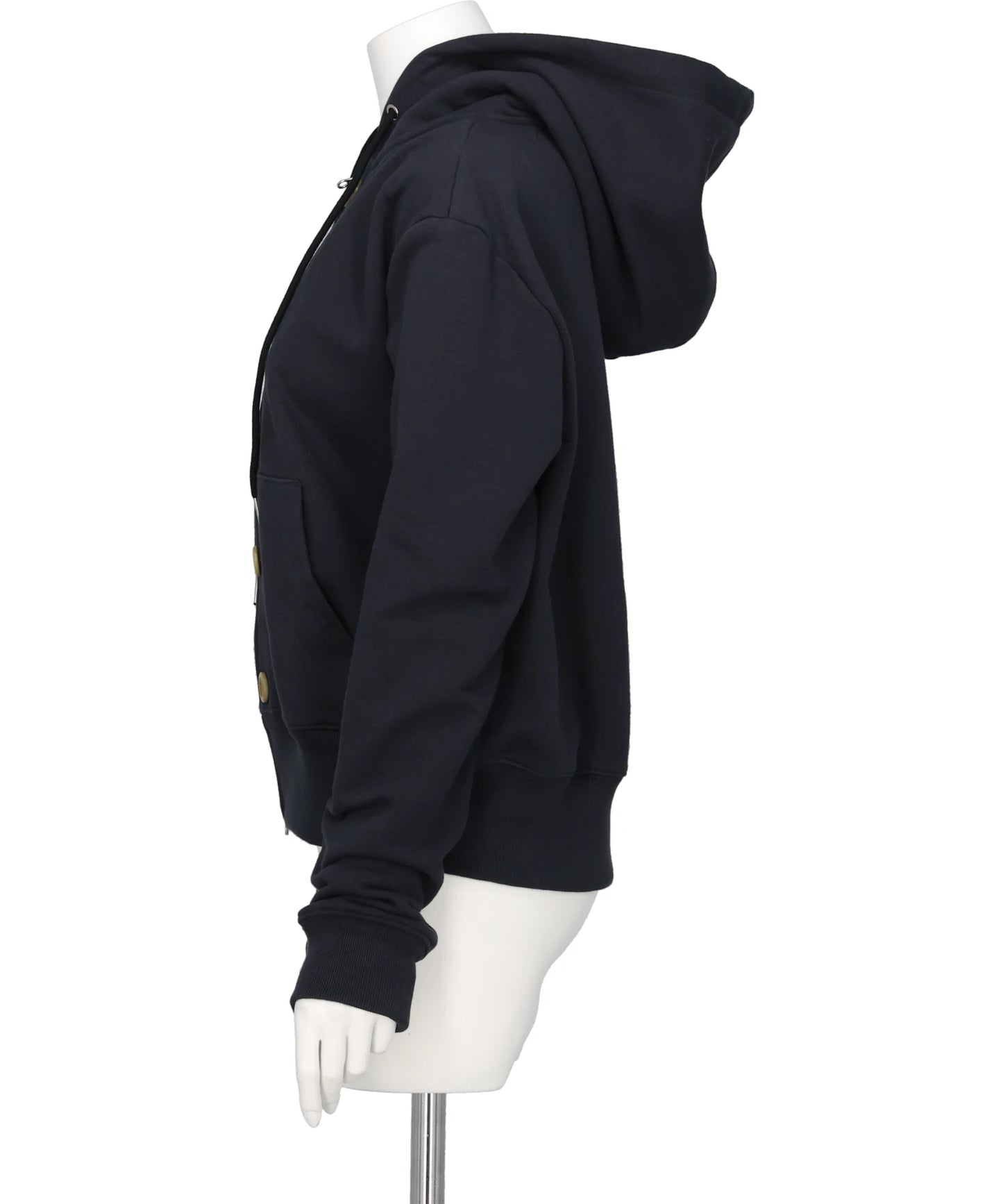 ASH BUTTON ZIP-UP HOODIE