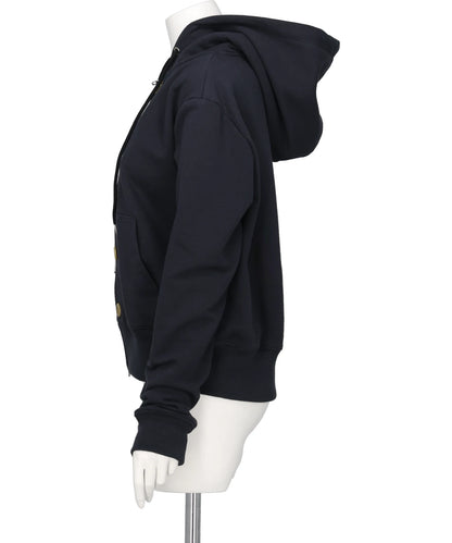 ASH BUTTON ZIP-UP HOODIE