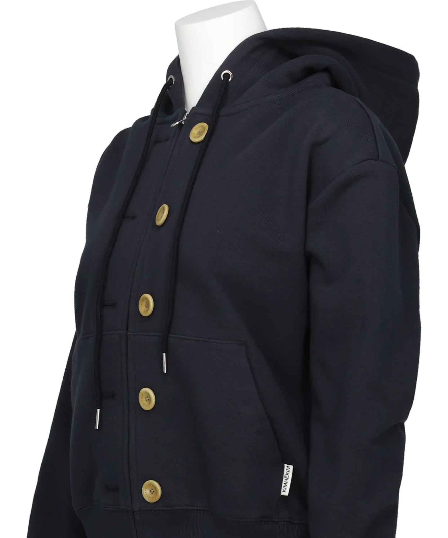 ASH BUTTON ZIP-UP HOODIE