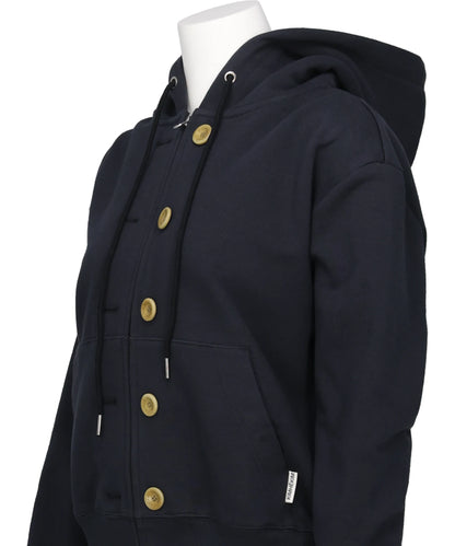 ASH BUTTON ZIP-UP HOODIE