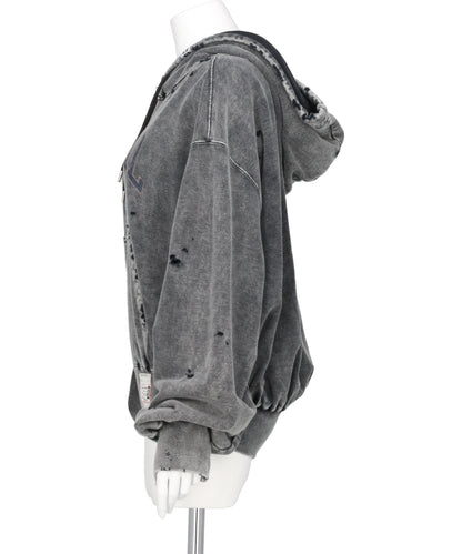 BLEACHED COLLAGE PRINT HOODIE