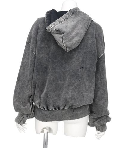 BLEACHED COLLAGE PRINT HOODIE