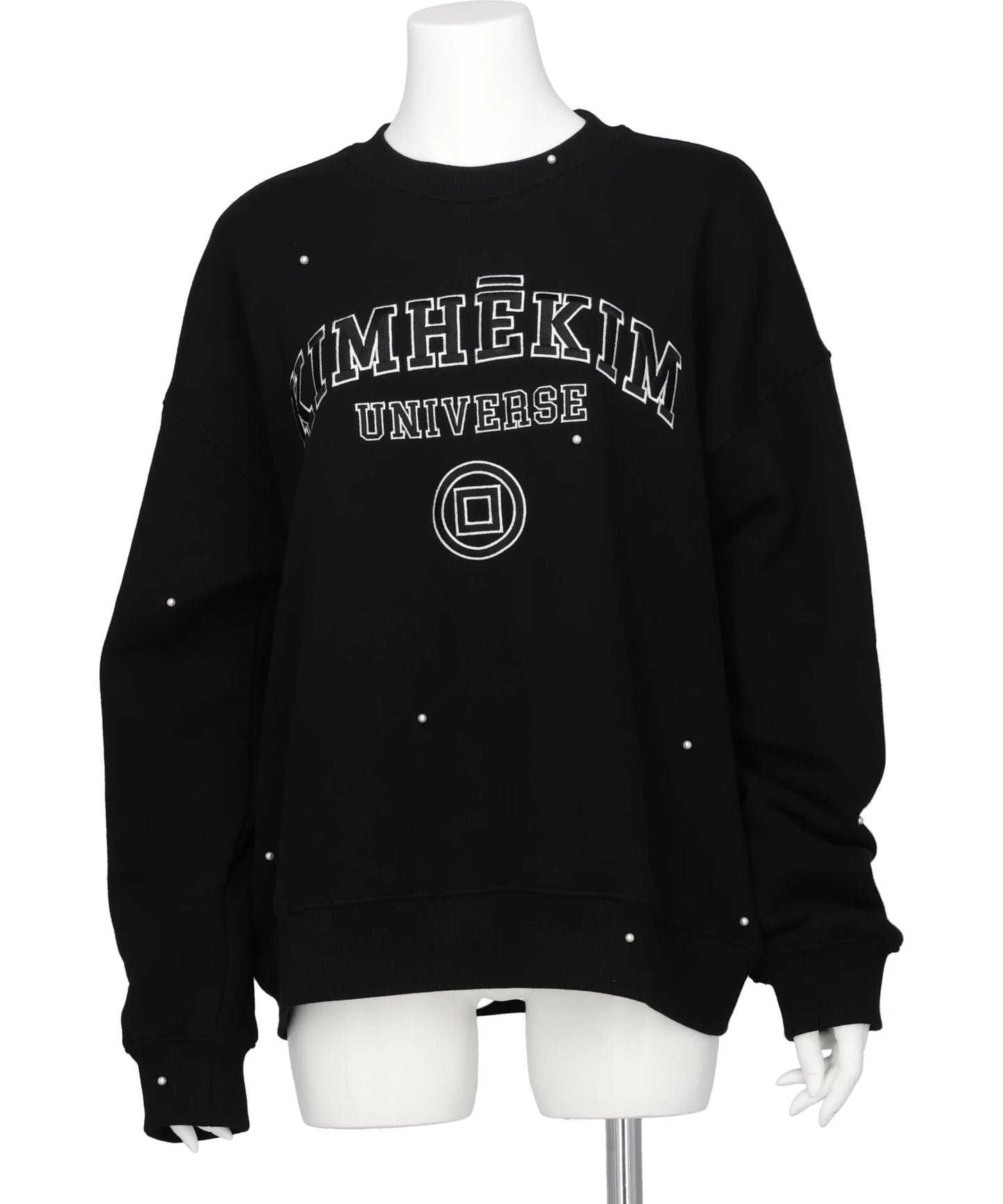 KIMHEKIM(キムヘキム) 2026SS PEARL EMBELLISHED UNIVERSE SWEATSHIRT FW24-SW01-BK