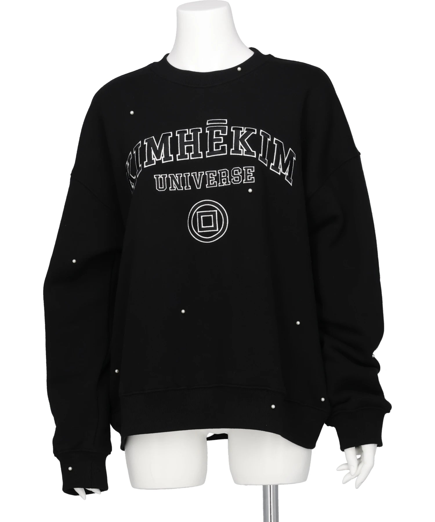 KIMHEKIM(キムヘキム) 2026SS PEARL EMBELLISHED UNIVERSE SWEATSHIRT FW24-SW01-BK