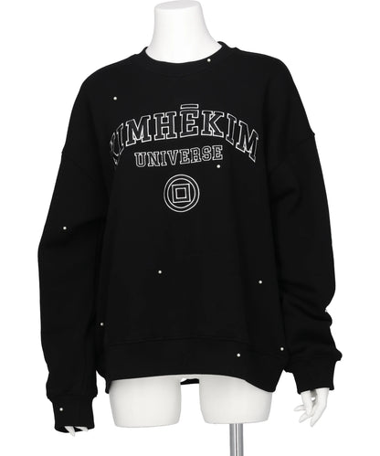 KIMHEKIM(キムヘキム) 2026SS PEARL EMBELLISHED UNIVERSE SWEATSHIRT FW24-SW01-BK