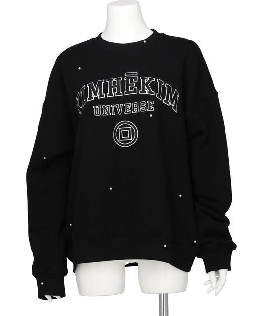 KIMHEKIM(キムヘキム) 2026SS PEARL EMBELLISHED UNIVERSE SWEATSHIRT FW24-SW01-BK