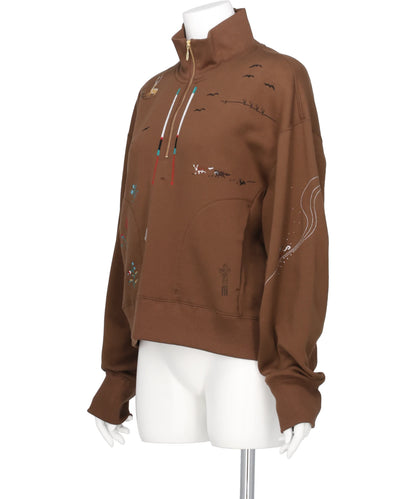 LANDSCAPE EMBROIDERY HALF ZIPPEDSWEATSHIRT