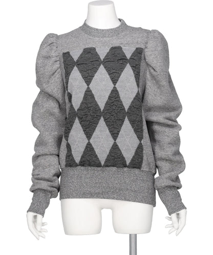 naokitomizuka(ナオキトミズカ) 2026AW ARGYLE KNIT DOCKING SWEAT GRNTT031