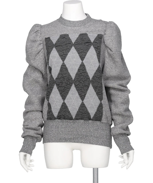 naokitomizuka(ナオキトミズカ) 2026AW ARGYLE KNIT DOCKING SWEAT GRNTT031