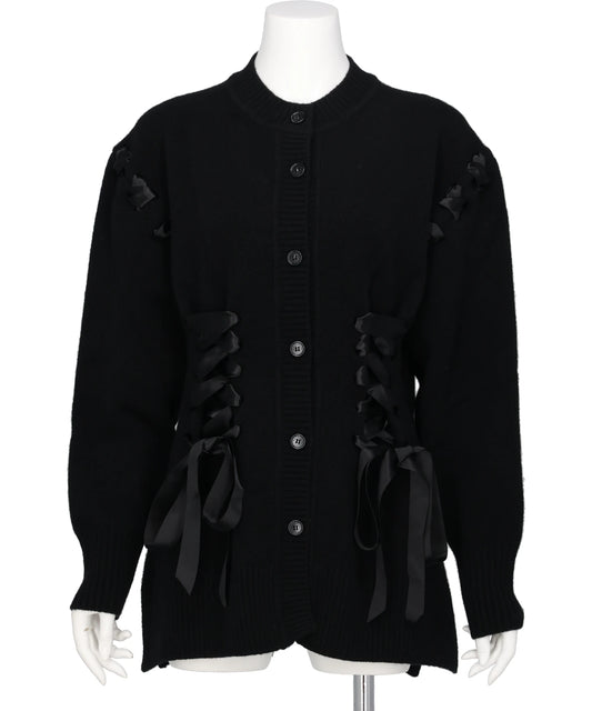 Simone Rocha(シモーンロシャ)SCULPTED RIBBON CORSET DETAIL CARDIGAN