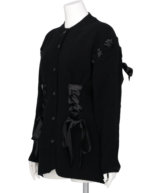 SCULPTED RIBBON CORSET DETAIL CARDIGAN