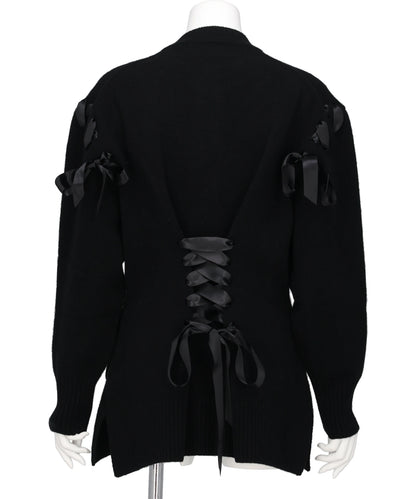 SCULPTED RIBBON CORSET DETAIL CARDIGAN