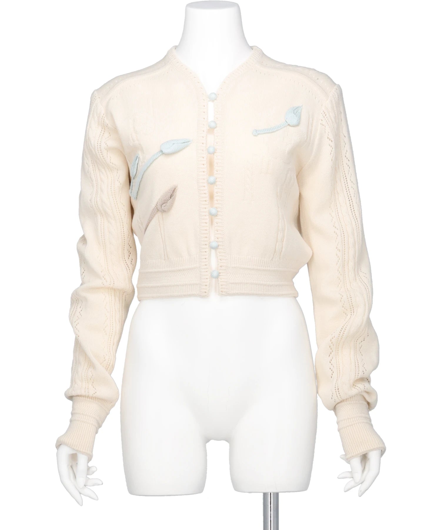 Mame Kurogouchi(マメクロゴウチ) 2026SS 3D FLORAL MOTIF KNIT CARDIGAN MM26SS-KN062