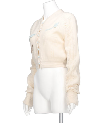 3D FLORAL MOTIF KNIT CARDIGAN