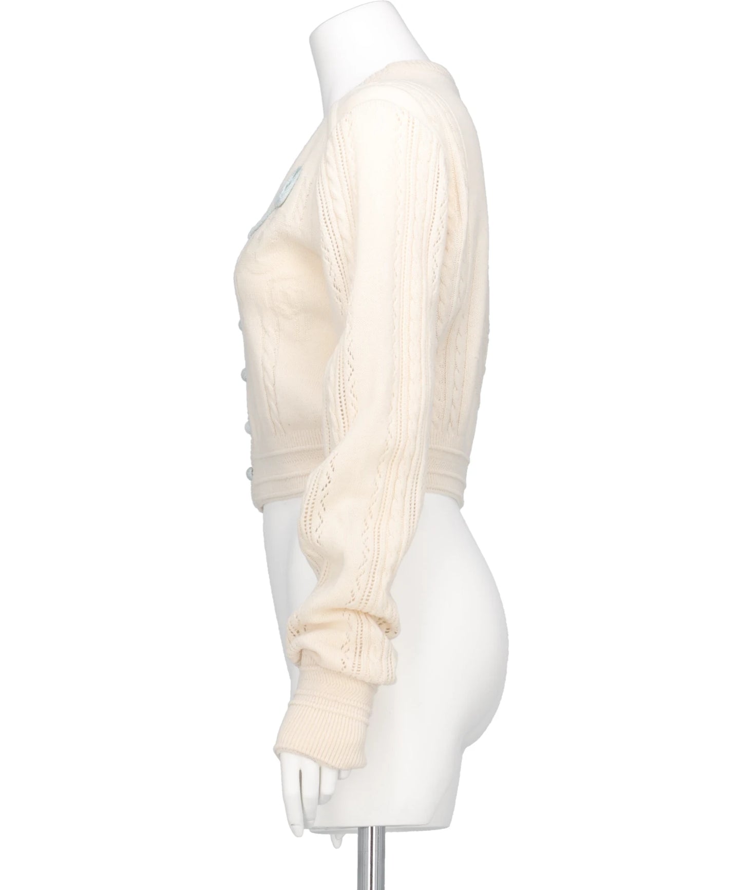 3D FLORAL MOTIF KNIT CARDIGAN