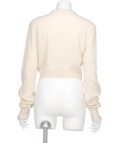 3D FLORAL MOTIF KNIT CARDIGAN