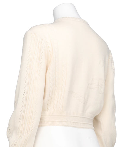 3D FLORAL MOTIF KNIT CARDIGAN