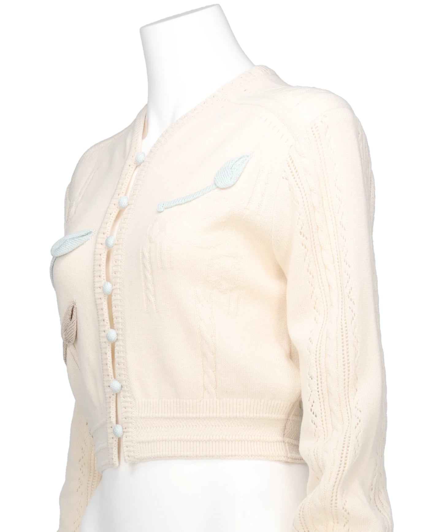 3D FLORAL MOTIF KNIT CARDIGAN