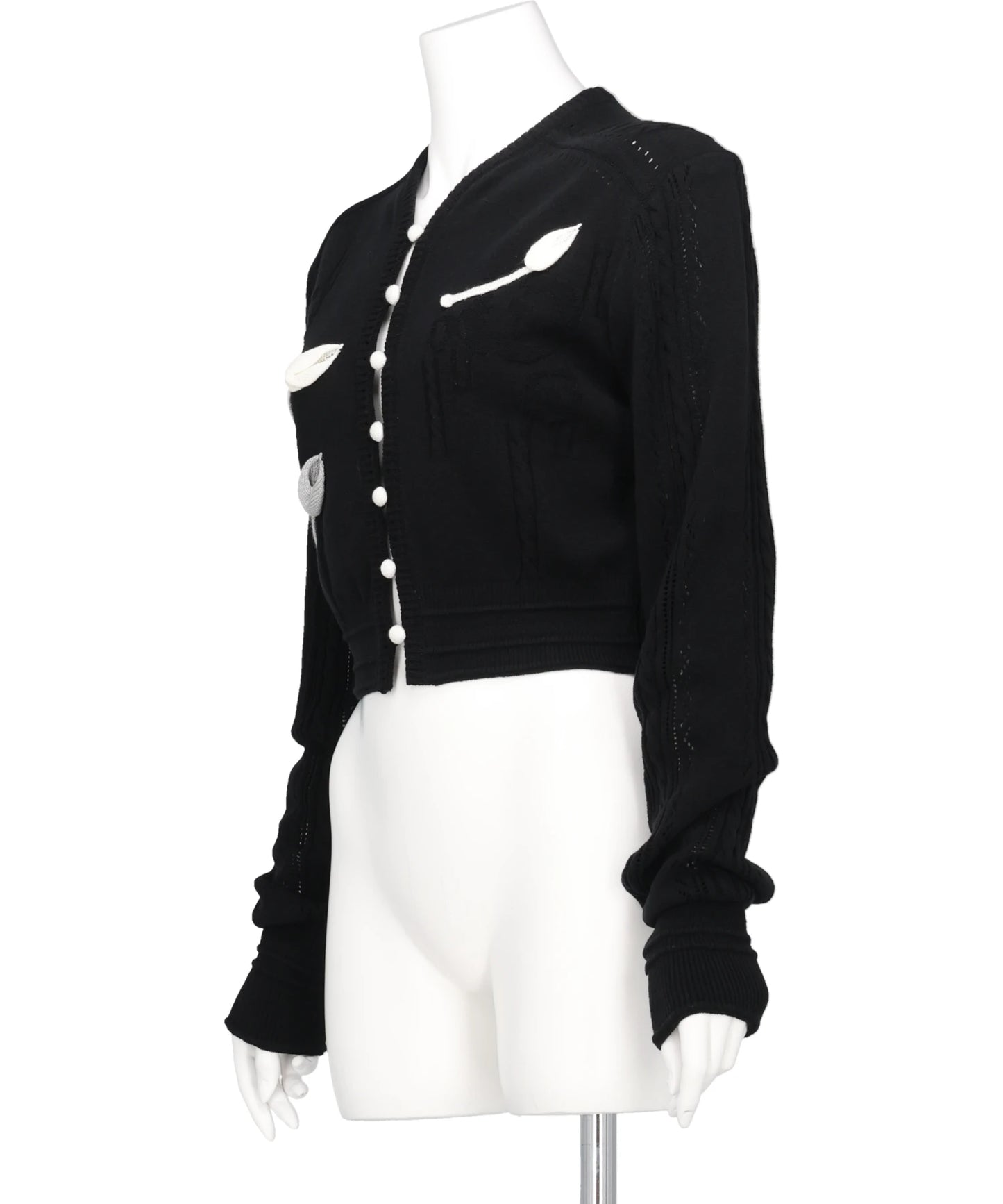 3D FLORAL MOTIF KNIT CARDIGAN