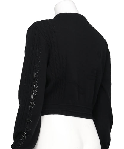 3D FLORAL MOTIF KNIT CARDIGAN