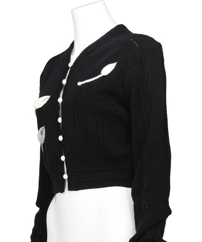 3D FLORAL MOTIF KNIT CARDIGAN