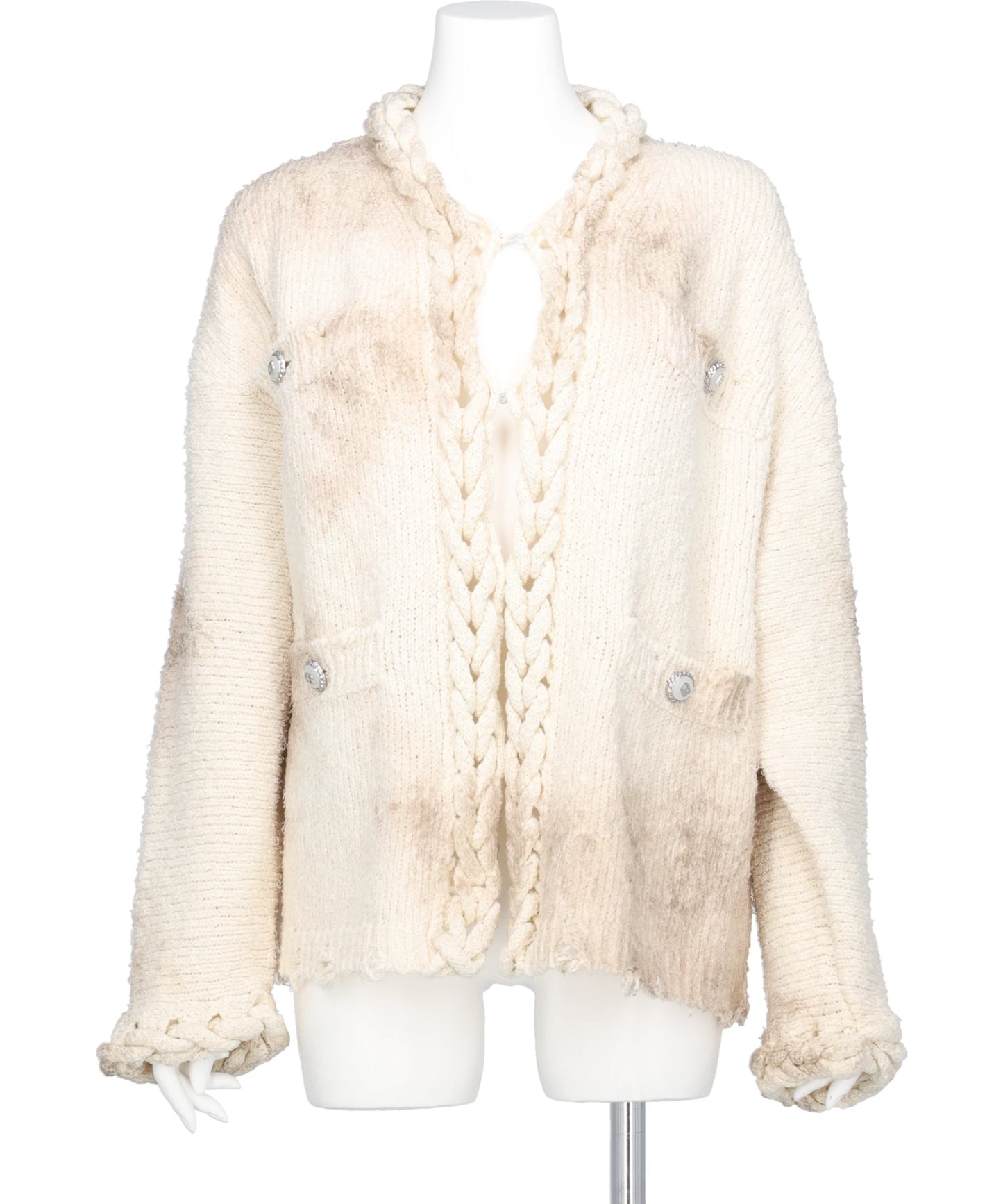 CHAINED SLASH KNIT CARDIGAN