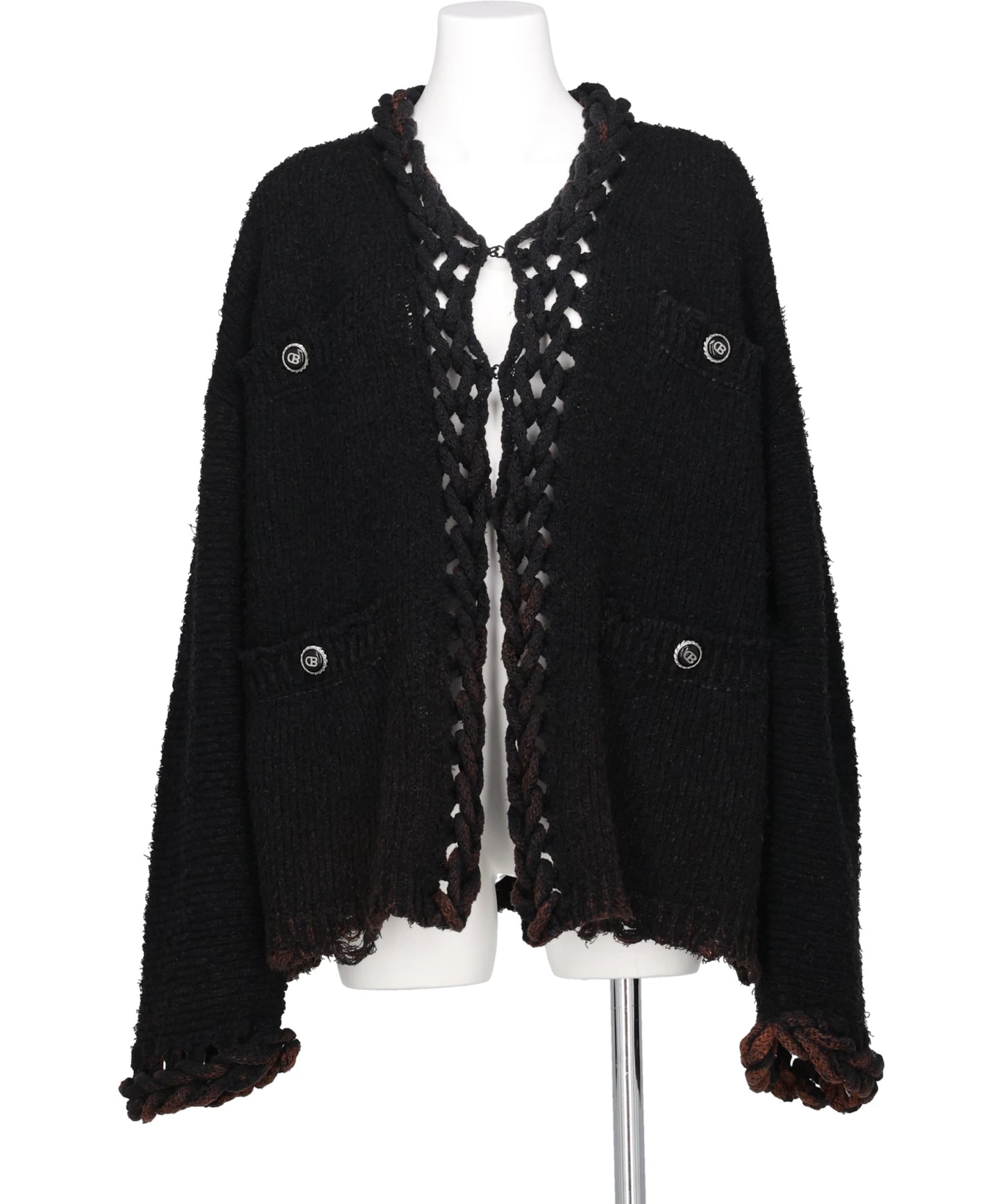 CHAINED SLASH KNIT CARDIGAN