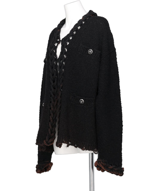 CHAINED SLASH KNIT CARDIGAN