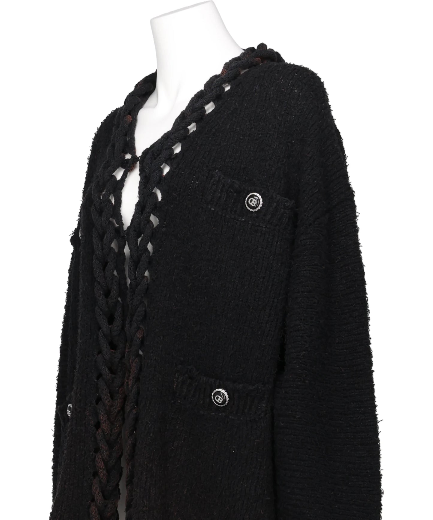 CHAINED SLASH KNIT CARDIGAN