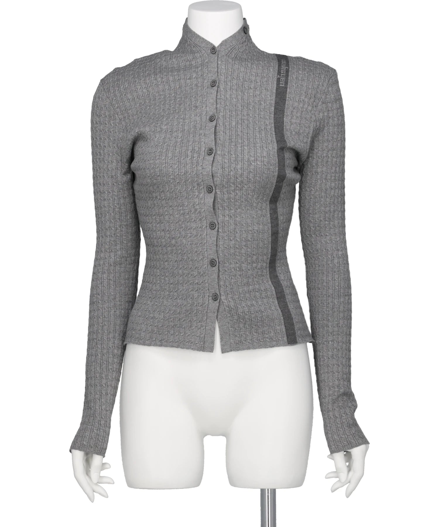 mukcyen(ムッシャン) 2026SS ECO VERO VEIL CABLE KNIT CARDIGAN M267CD01