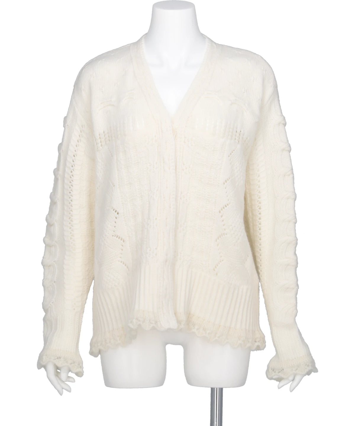 Mame Kurogouchi(マメクロゴウチ) 2026AW WOOL CABLE KNIT CARDIGAN MM26FW-KN094