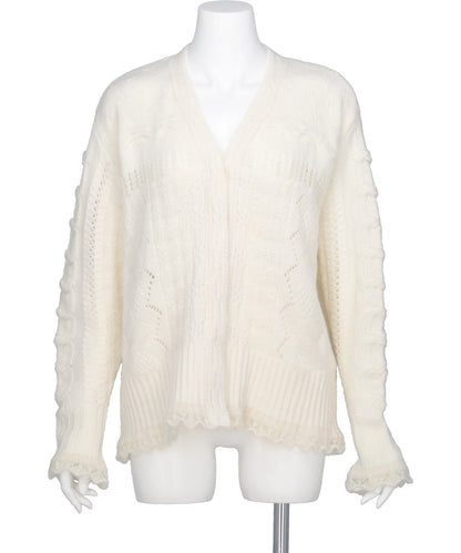 Mame Kurogouchi(マメクロゴウチ) 2026AW WOOL CABLE KNIT CARDIGAN MM26FW-KN094