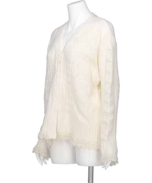 WOOL CABLE KNIT CARDIGAN