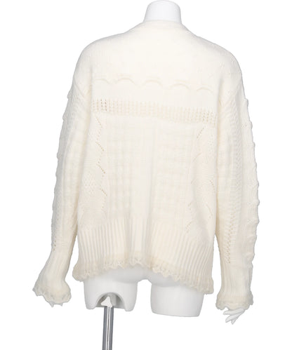 WOOL CABLE KNIT CARDIGAN