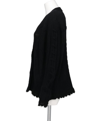 WOOL CABLE KNIT CARDIGAN