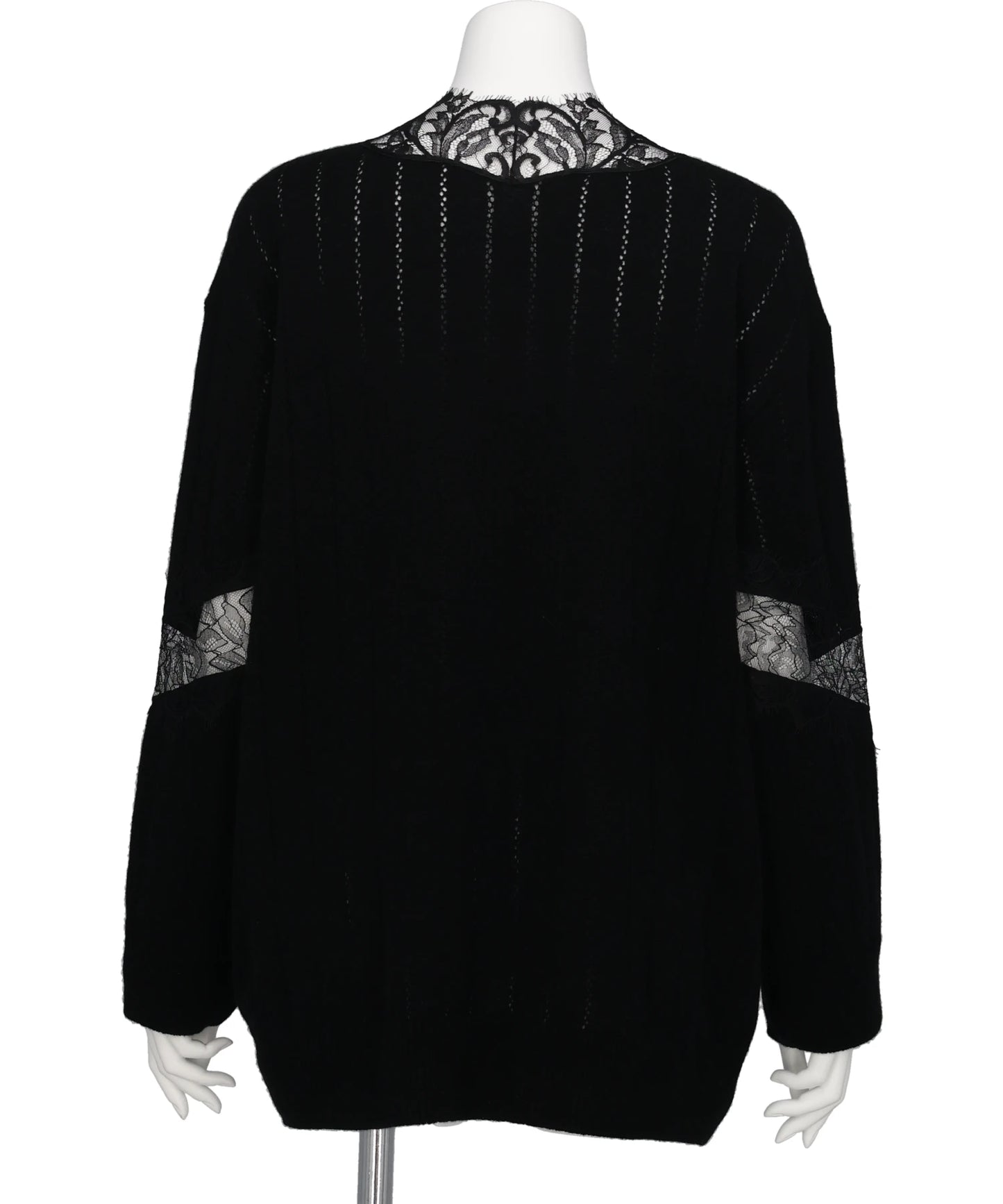 OVERSIZED HAIRY LACE PANELED KNITCARDIGAN