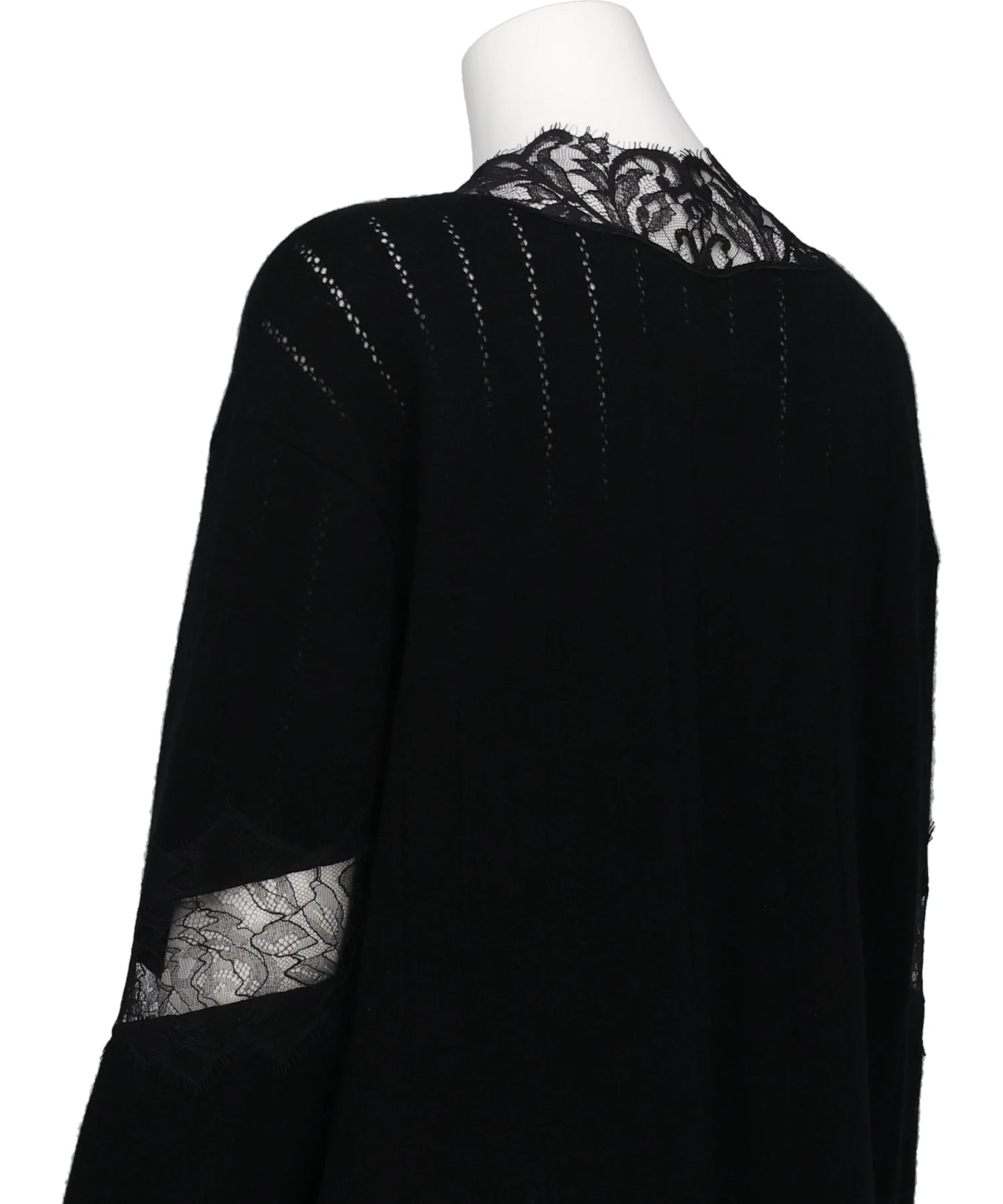 OVERSIZED HAIRY LACE PANELED KNITCARDIGAN