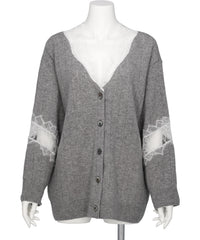 FETICO(フェティコ) 2026AW OVERSIZED HAIRY LACE PANELED KNITCARDIGAN FTC264-0702