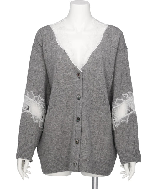 FETICO(フェティコ) 2026AW OVERSIZED HAIRY LACE PANELED KNITCARDIGAN FTC264-0702