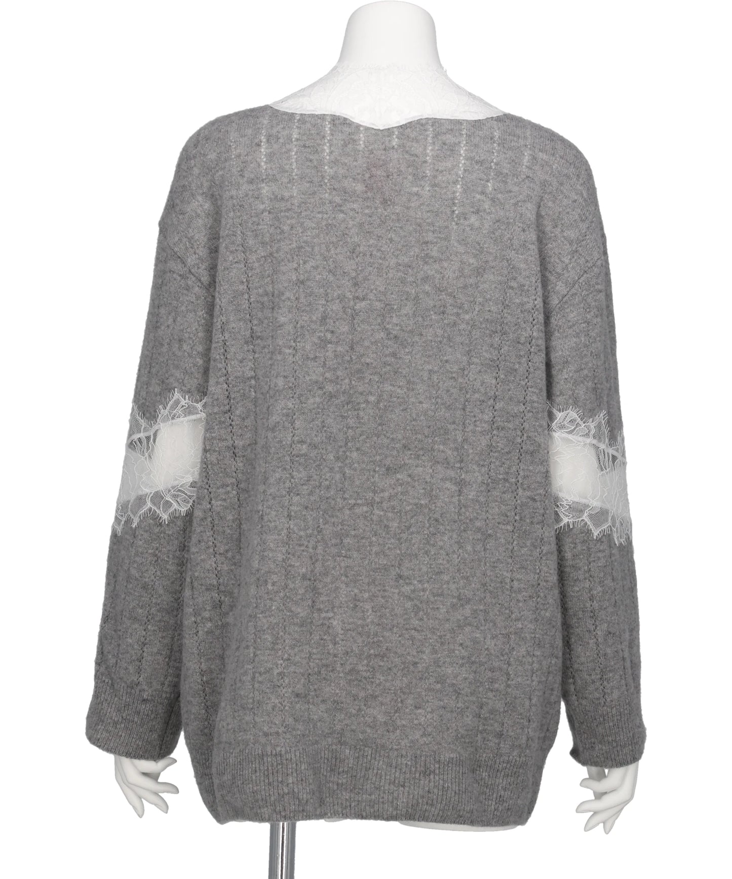 OVERSIZED HAIRY LACE PANELED KNITCARDIGAN